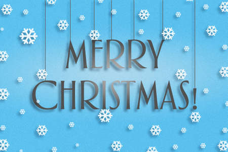 New Year, Christmas background. The inscription Merry Christmas. On a blue background. Holiday background.の写真素材