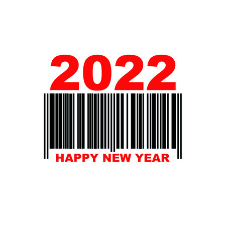 2022 .. Numbers and barcode isolated on white background. Concept for the coming of the New Year 2022. Design elementの写真素材