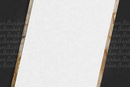 Barbershop background. Blank form on a dark background. Mockup of prices for services. Copy space. Hairdressing background. Beauty and fashion.の写真素材