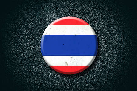 Thailand flag. Round badge, on a dark background. Signs and Symbols. Flags.3D illustration.の写真素材