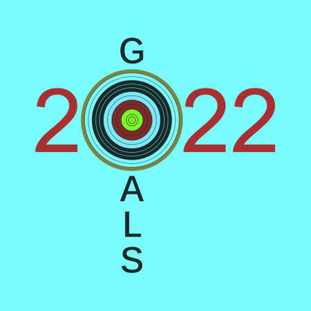 Concept. Goals for 2022. Target and numbers on a blue background. Business. Lifestyle. Background.の写真素材