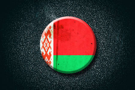 Belarus flag. Round badge, on a dark background. Signs and Symbols. Flags.3D illustration.の写真素材
