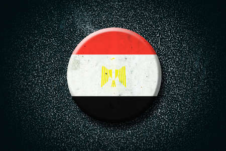 Egypt flag. Round badge, on a dark background. Signs and Symbols. Flags.3D illustration.の写真素材