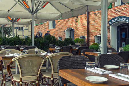 Copenhagen. Denmark. 14. September. 2021. Beautiful outdoor cafe. 71 Hotel Nyhavn, on Nyhavn Historical buildings Sights of Europe.のeditorial素材