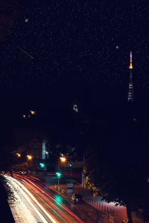 Nice view of the night city. Lviv. Ukraine. Architecture.の写真素材