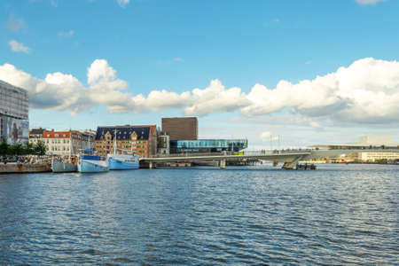 Copenhagen. Denmark. 12. September. 2021. Nice view of the bridge and Ofelia Plads. Copenhagen. Denmark. Contemporary European architecture Architecture Europeのeditorial素材