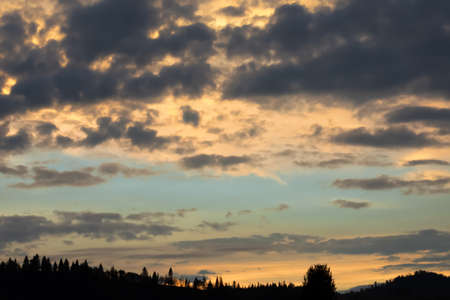Beautiful clouds at sunset. Close-up. Natural background. Clouds.の写真素材