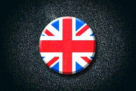 England flag. Round badge, on a dark background. Signs and Symbols. Flags.の写真素材
