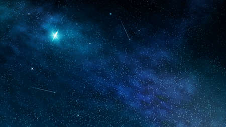 Cosmic, starry sky, with a bright star. Universe. Space background backgroundの写真素材