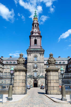 Copenhagen, Denmark - July 9, 2018. Beautiful Copenhagen parliament building, Christiansborg Slot Architecture Sightsのeditorial素材