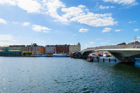 Copenhagen, Denmark - July 13, 2018. A water bridge over the canal. Architecture. City landscape travelsのeditorial素材