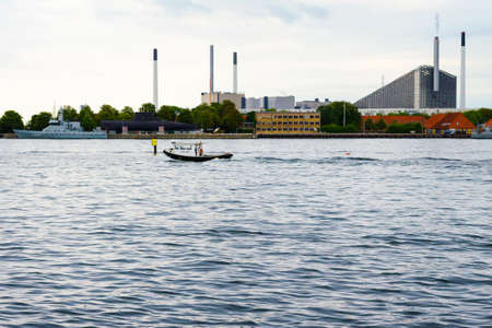 Copenhagen, Denmark - July 9, 2018. Beautiful ships on the canal. Water transport. Architecture City landscape Travelsのeditorial素材