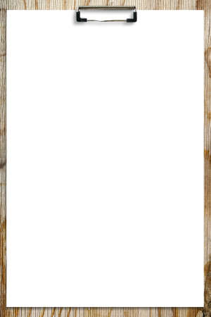 Empty sheet of paper attached to a wooden board. Mock Up. Copy space.の写真素材
