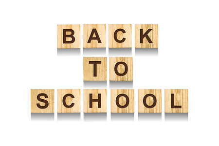 Back to school. An inscription from the alphabet on cubes. White background. Isolated. Concept of education.の写真素材