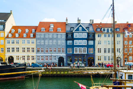 Copenhagen, Denmark - July 11, 2018. Streets of Copenhagen. Beautiful colorful houses on the canal. Nyhaven. City landscape. Architecture Travelsのeditorial素材