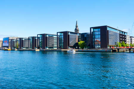 Copenhagen, Denmark - July 9, 2018. Beautiful modern architecture of Copenhagen on the bank of the canal. Architecture. City landscape. Travels.のeditorial素材