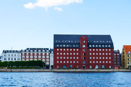 Copenhagen, Denmark - July 13, 2018. Beautiful architecture of Copenhagen on the bank of the canal. Architecture. City landscape. Travels.のeditorial素材
