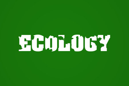 Inscription, Ecology on a green background. The concept of pure nature. Healthy lifestyle.の写真素材