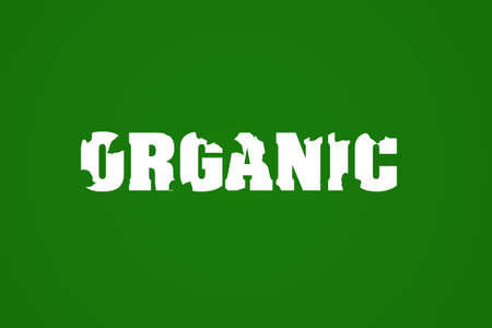 Organic, inscription on a green background. Natural products. Environmentの写真素材