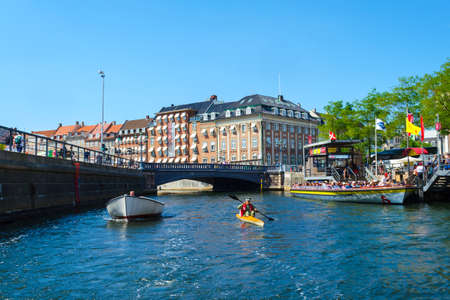 Copenhagen, Denmark - July 13, 2018. Beautiful architecture of Copenhagen on the bank of the canal. Architecture. City landscape. Travels.のeditorial素材