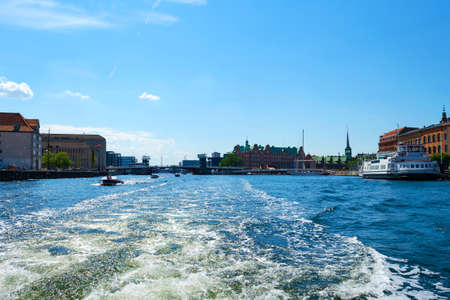 Copenhagen, Denmark - July 13, 2018. Beautiful architecture of Copenhagen on the bank of the canal. Architecture. City landscape. Travels.のeditorial素材
