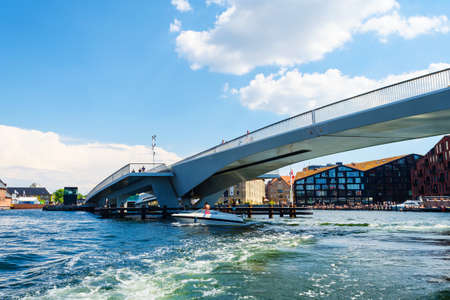 Copenhagen, Denmark - July 13, 2018. A water bridge over the canal. Architecture. City landscape travelsのeditorial素材