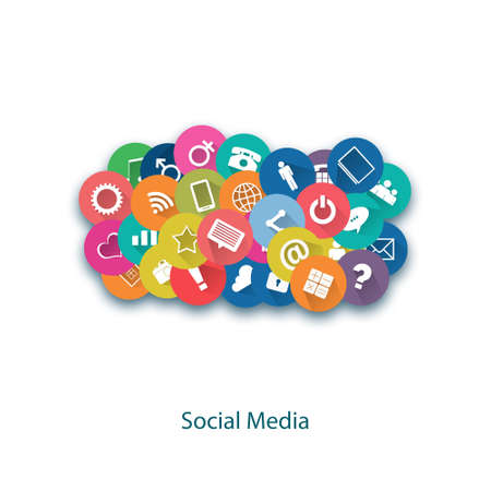 Social icons in the form of a cloud. Isolated over white background. Social media concept. Business. Communication.の写真素材