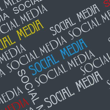 Social media. Various lettering on a dark background. Social media concept.Square orientation. Business. Communication.の写真素材