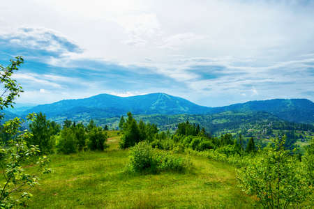 Beautiful mountain landscape. Carpathians. Ukraine. Mount Trostyan. Travels Hiking tours Relaxationの写真素材