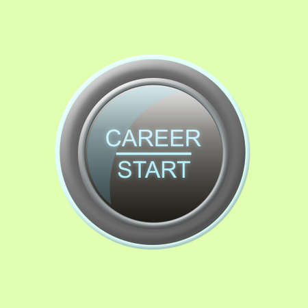 Career Start. Button on a green background. Isolated. Success. The start of a career.の写真素材