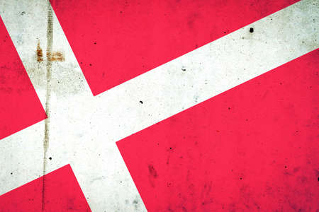 Flag of Denmark on a concrete wall. Flags. Europa. Travels.の写真素材