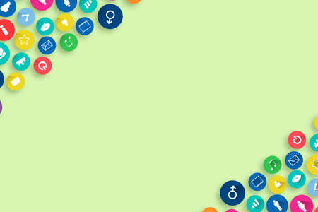 Social icons on a green background. Copy space. Social Media Concept. Communication. Background.の写真素材