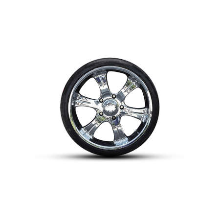 Car wheel on a white background. Isolated. Auto parts. Details