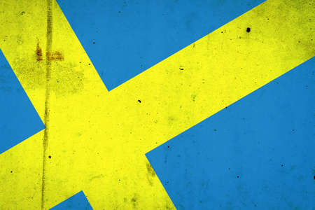 Sweden flag on concrete wall. Travel. Backgrounds Flagsの写真素材