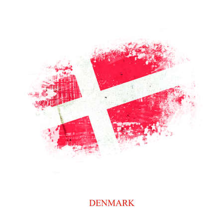 Grunge flag of Denmark.Isolated on white background. Flagsの写真素材
