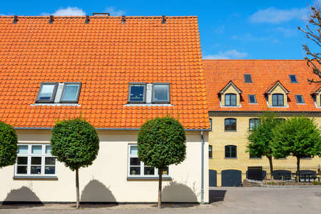Beautiful house with an orange roof. Denmark. Copenhagen. Architecture Travels