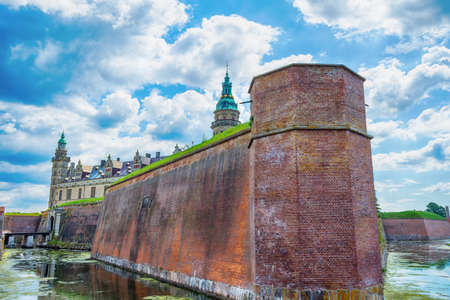 Helsingor. Denmark. 26 July. 2019. Beautiful view of Kronborg castle against a cloudy sky. Denmark. Sights Architecture Castlesのeditorial素材