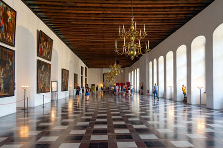 Helsingor. Denmark. 26 July. 2019. One of the halls for receiving guests of the Kronborg castle. Denmark Landmarks ArchitectureCastlesのeditorial素材