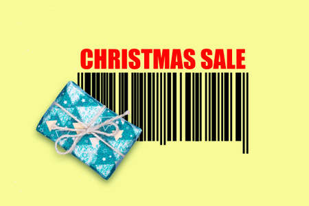 Sale. Barcode. On a yellow background. New Year's gift. Holiday sales concept. Business. Holidays.
