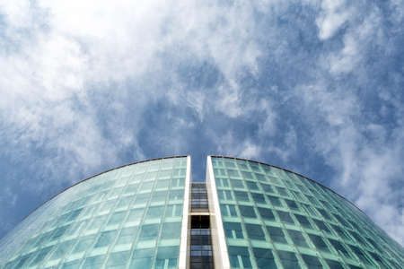 Copenhagen. Denmark. 15. September. 2021. Beautiful Modern Glass Office Building Cloudy Sky...