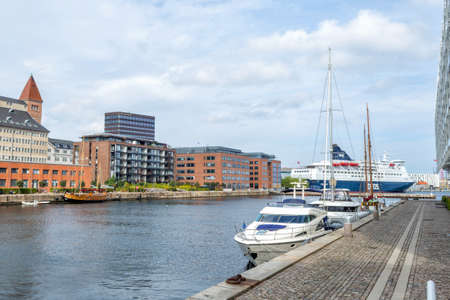 Copenhagen. Denmark. 15. September. 2021. The Crown Seaways of the DFDS line in the port of Copenhagen. Transport. Ships. Trips.のeditorial素材