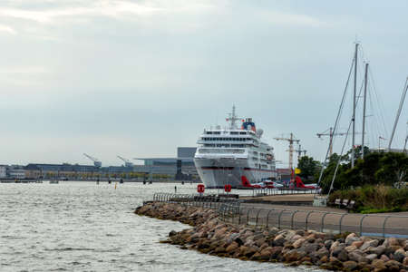 Copenhagen. Denmark. 15. September. 2021. Cruise ship in the port of Copenhagen. Denmark Transport Trips Recreationのeditorial素材