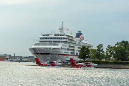 Copenhagen. Denmark. 15. September. 2021. Cruise ship in the port of Copenhagen. Denmark Transport Trips Recreationのeditorial素材