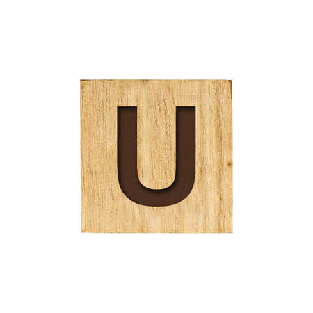 Letter U English alphabet on a wooden cube. Educationの写真素材