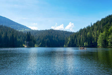 Beautiful mountain lake. Lake Synevyr. Ukraine. Carpathians Natural nature Travelsの写真素材