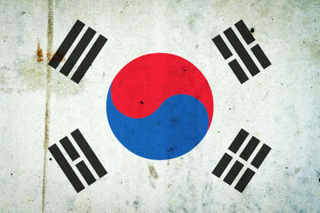 Korea flag on a concrete wall. Asia. Flags. Travels.の写真素材