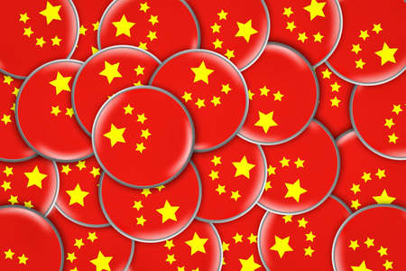 Many round badges with a flag of China. Travels. Symbols.の写真素材
