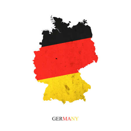 German flag in the form of a map of Germany. Isolated on a white background.の写真素材