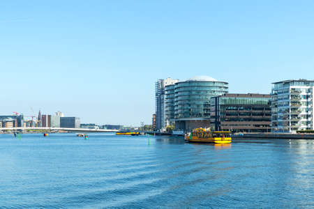 Copenhagen. Denmark. 9. September. 2021. Beautiful modern buildings on the bank of the canal in...
