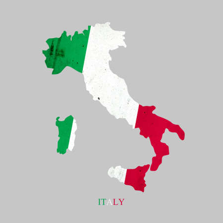 Italy flag in the form of a map of Italy. Isolated on a white background.の写真素材